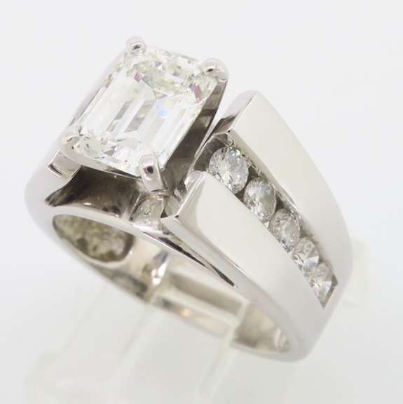Custom GIA Certified Emerald Cut Diamond Ring