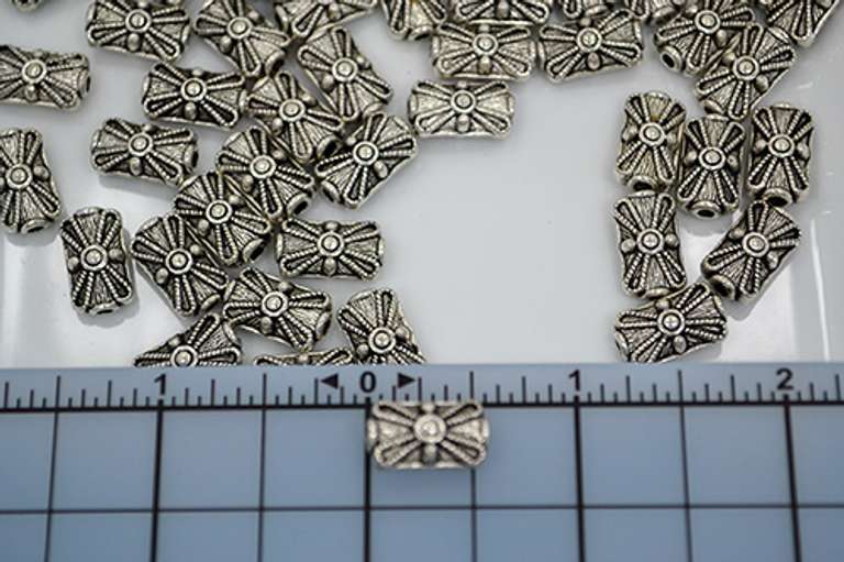 Pewter Puffed Rectangle Spacer Beads, 224 Ct. 15 X 8mm