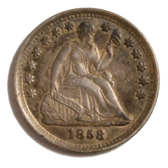 1858 Very Near Unc Seated Half Dime