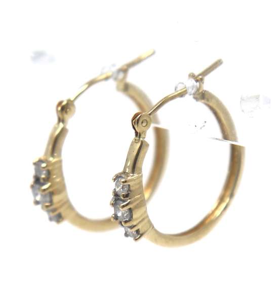 Brilliant Yellow Gold Diamond 3 Stone Hoop