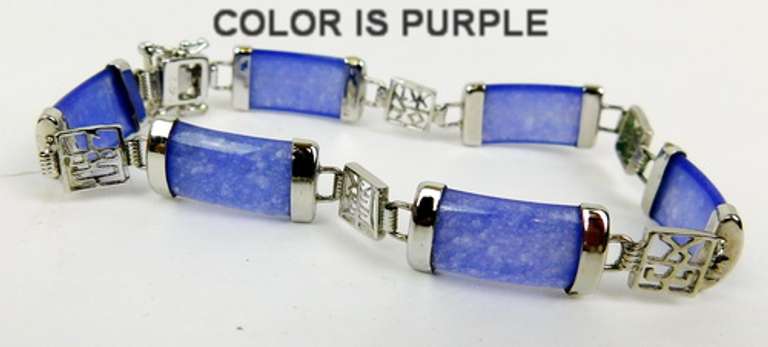 Sterling & Purple Jade Chinese Bracelet