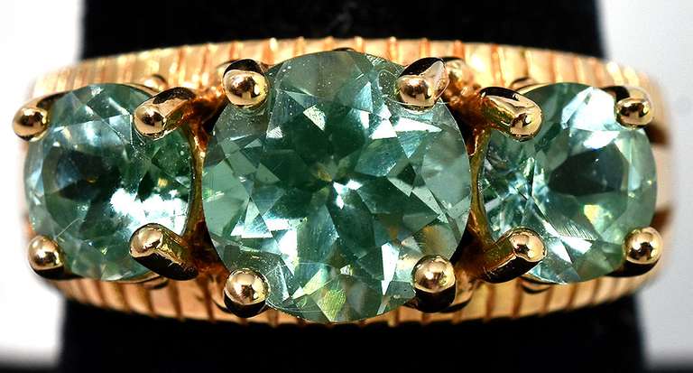 Luscious 3-Stone Blue Gem Ring in Vermeil