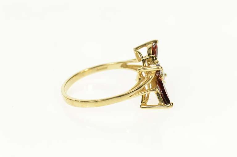 10K Yellow Gold Marquise Garnet Butterfly Change Symbol Ring