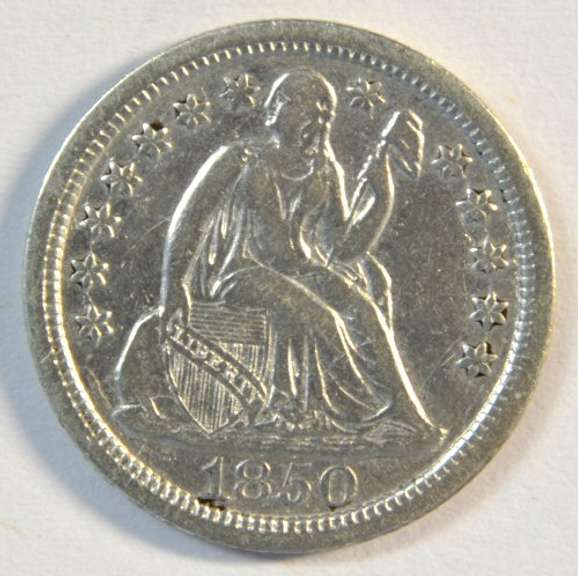 Sharp 1850 Stars Obverse Liberty Seated Dime. AU Details