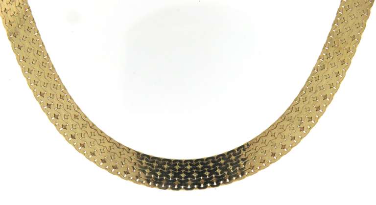 Impressive Yellow Gold Wide Woven Necklace