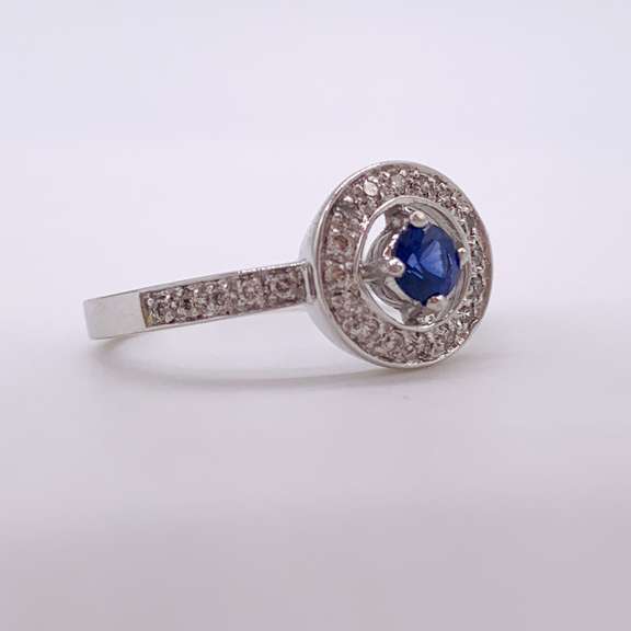 14kt Gold, Blue Sapphire, & Diamond Ring