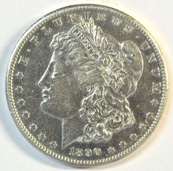 Semi-reflective 1890-S Morgan Silver Dollar. Flashy