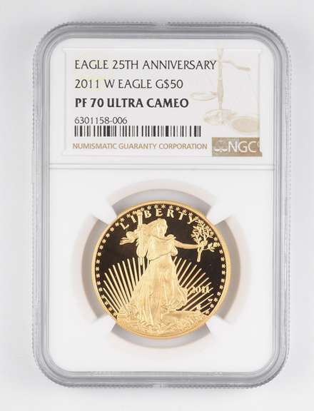PF70 UCAM 2011-W $50 American Gold Eagle 1 Oz Gold 25th Anniv. - NGC