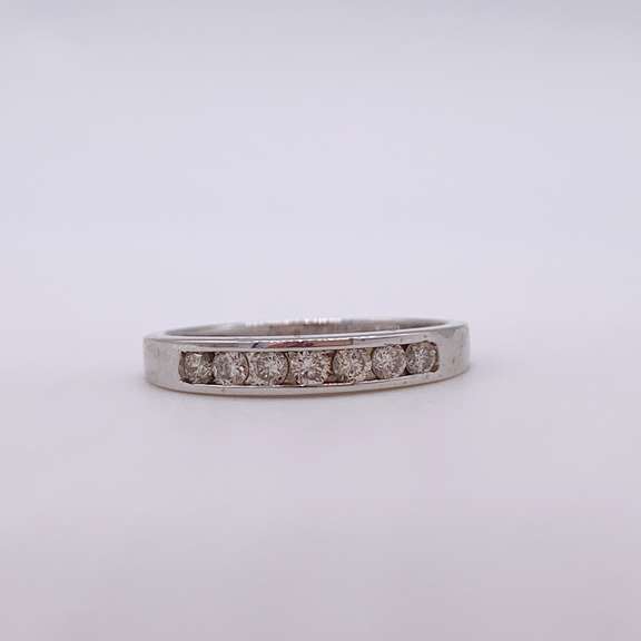 14kt Solid White Gold Diamond Band Ring