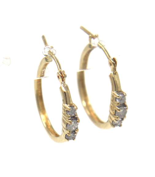 Brilliant Yellow Gold Diamond 3 Stone Hoop