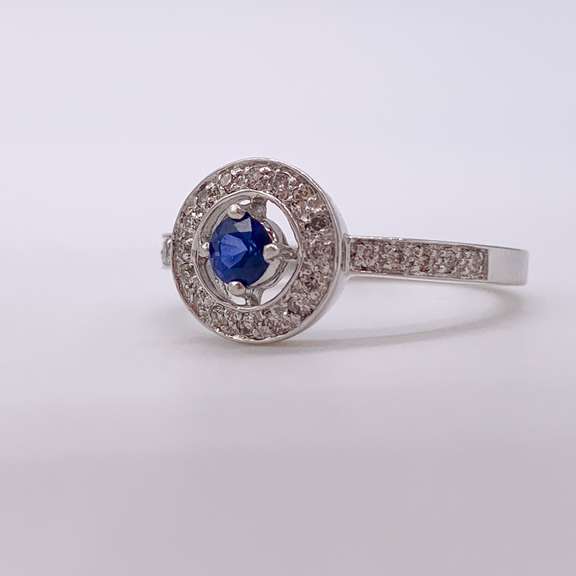 14kt Gold, Blue Sapphire, & Diamond Ring