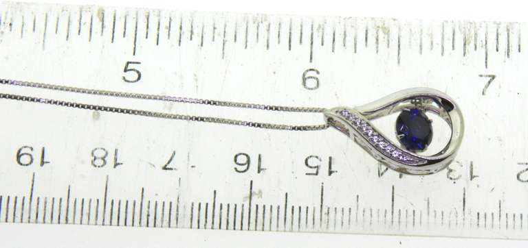 Sterling Silver Blue Gemstone Pendant on Chain