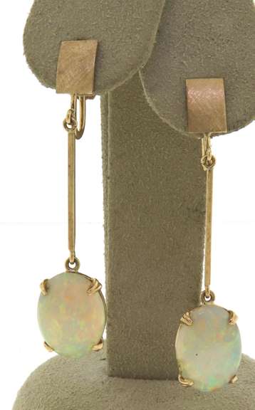 Dreamy Yellow Gold Opal Dangle Earrings