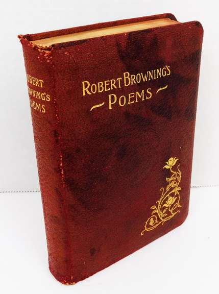 Antique Robert Browning's Poems Leather Book