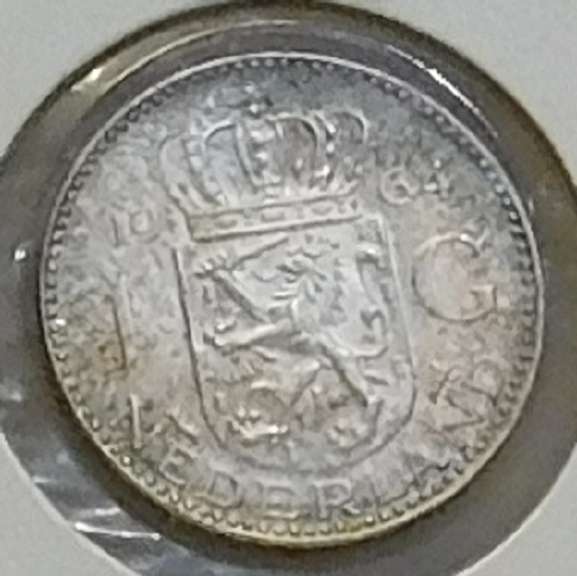 Netherlands: Silver 1 Gulden 1964 GEM BU