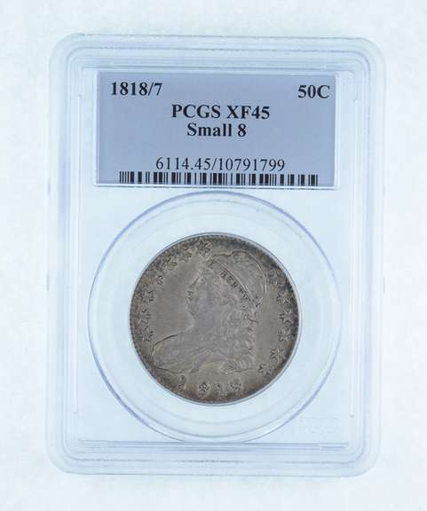 XF45 1818/7 Capped Bust Half Dollar - Small 8 - Graded PCGS