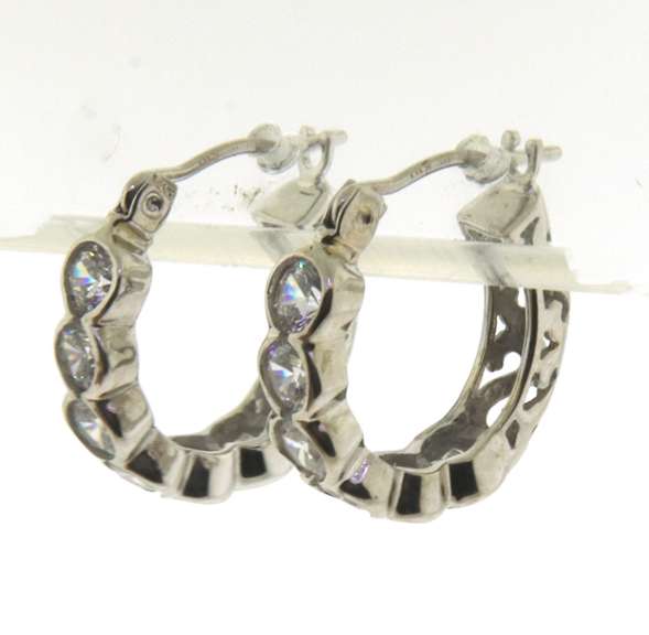Lovely White Gold CZ Huggies