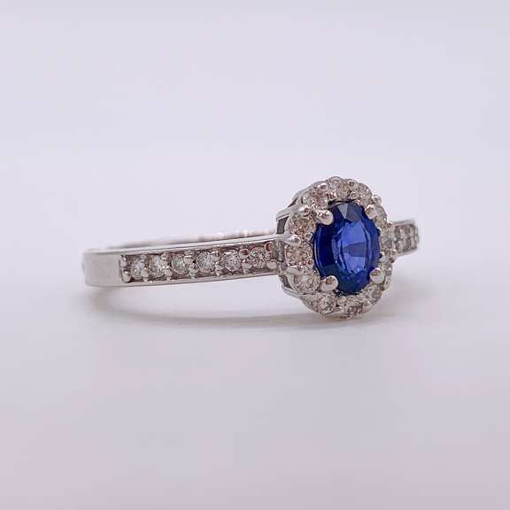 14kt Gold, Blue Sapphire, & Diamond Ring