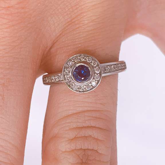 14kt Gold, Blue Sapphire, & Diamond Cocktail Ring