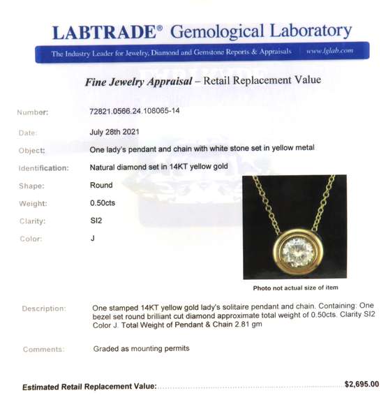 Sparkling Diamond Solitaire Pendnat on Chain