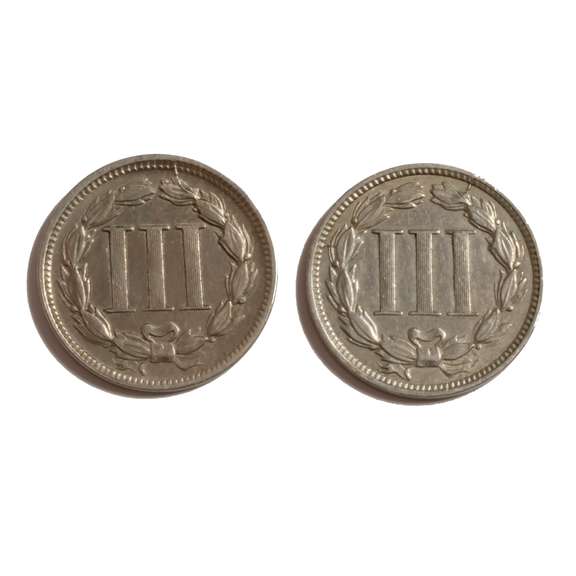 1865 And 1881 3 Cent Nickels