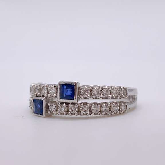 14kt Gold, Blue Sapphire, & Diamond Ring