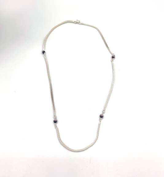 Sterling Silver necklace with purple beads