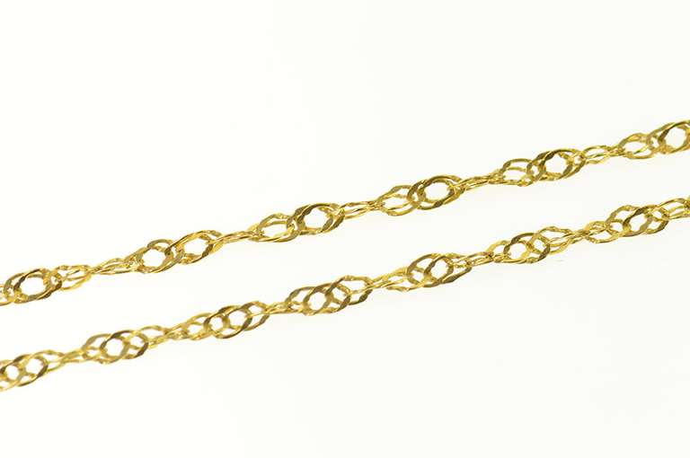 14K Yellow Gold 2.5mm Textured Link Rolling Twist Chain Necklace