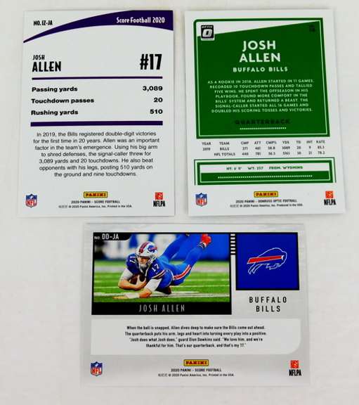 3 Josh Allen Panini Football Cards