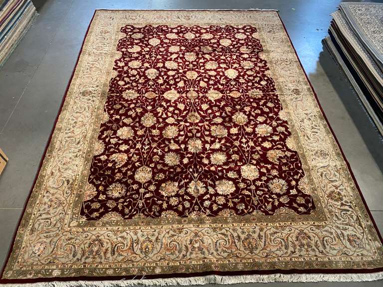 EXQUISITE SILK &WOOL MAHAL DESIGN RUG 8.9x12.2