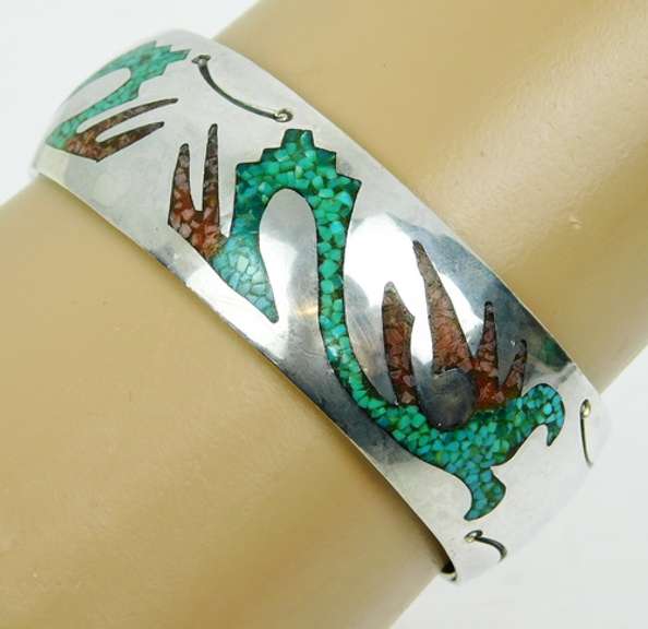 Delvin J. Nelson Navajo Sterling Gemstone Cuff