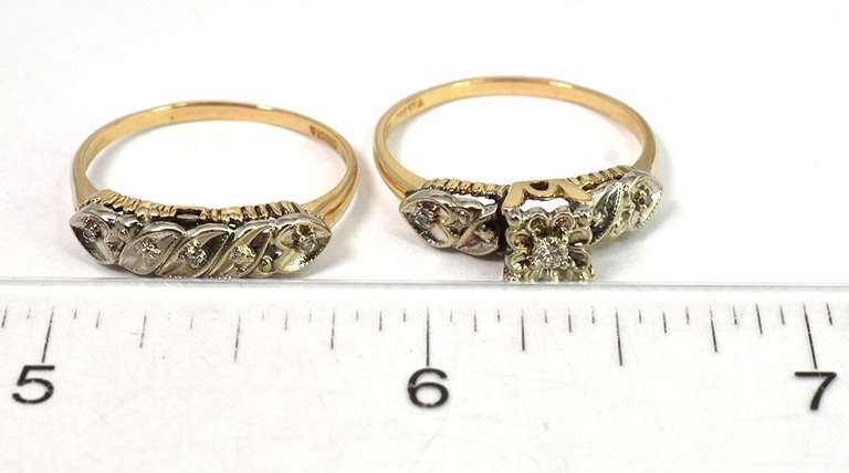 Vintage Diamond Wedding Set in 2-Tone 14KT Gold