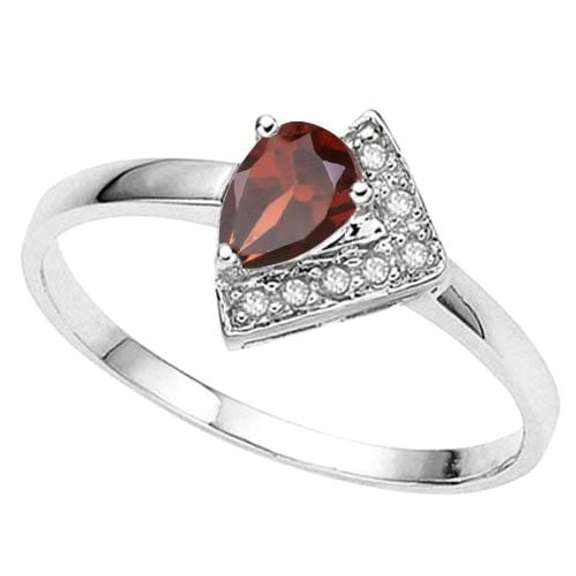1/2 CARAT GARNET & DIAMOND 925 STERLING SILVER RING