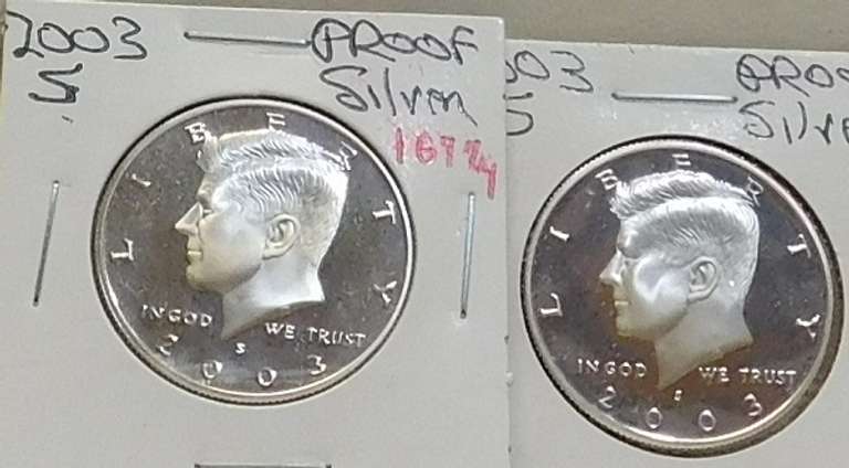 2ea 2003-S Silver 90% PROOF Kennedy Hfs