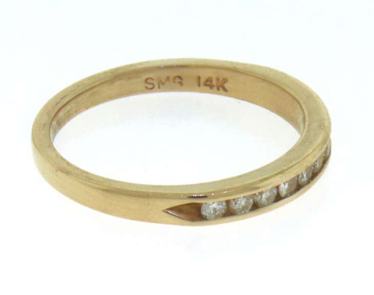 Elegant Diamond Channel Yellow Gold Band