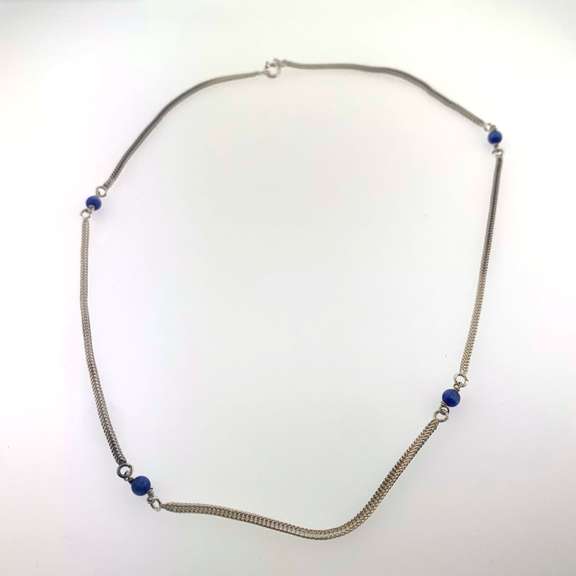 Sterling silver necklace with blue beads