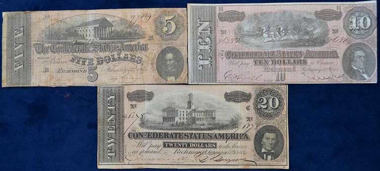 Lot Of Confederate Currency. Circulated.