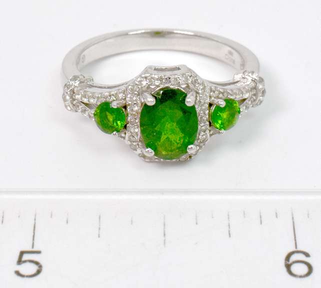 Regal Emerald and Topaz Ring in Sterling Silver