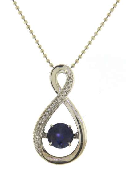 Sterling Silver Shimmering Blue CZ Pendant on Chain