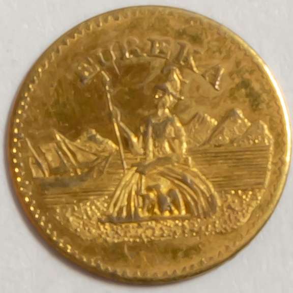 1886 Ca Gold Eureka Round 1/2 Dollar Size Gold Token