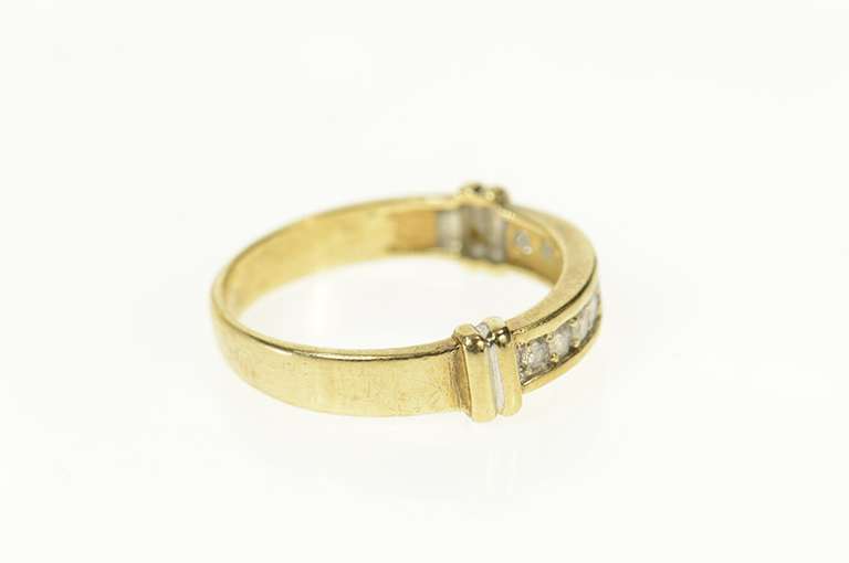 10K Yellow Gold Squared Classic Diamond Wedding Band Ring