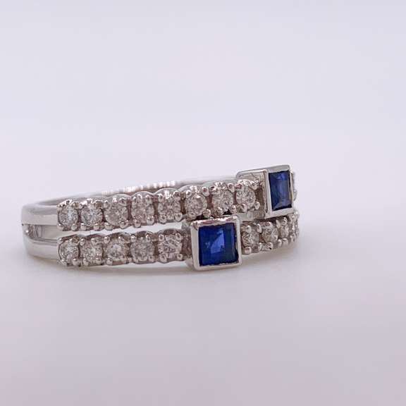 14kt Gold, Blue Sapphire, & Diamond Ring