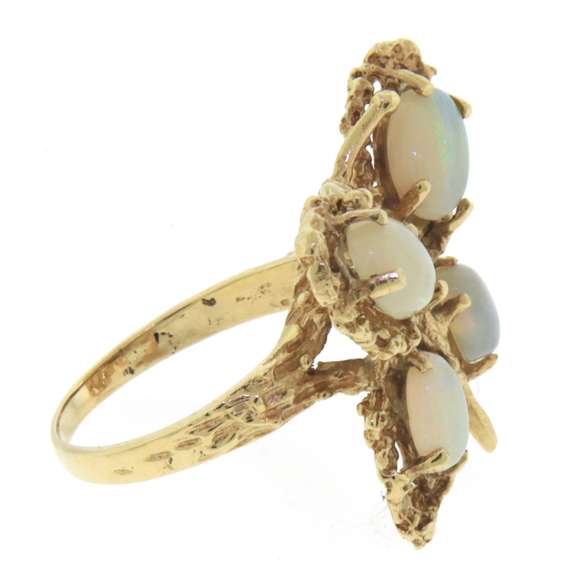 Ideal Yellow Gold Opal Butterfly Ring