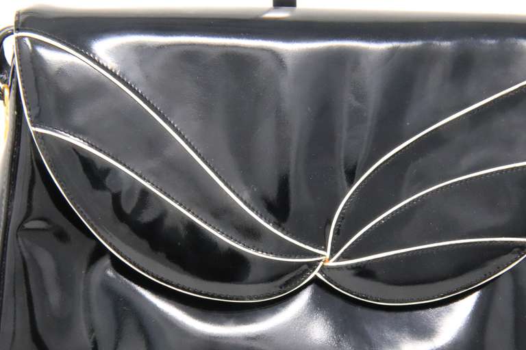 Bally Black Glossy Patent Leather Envelope Bag