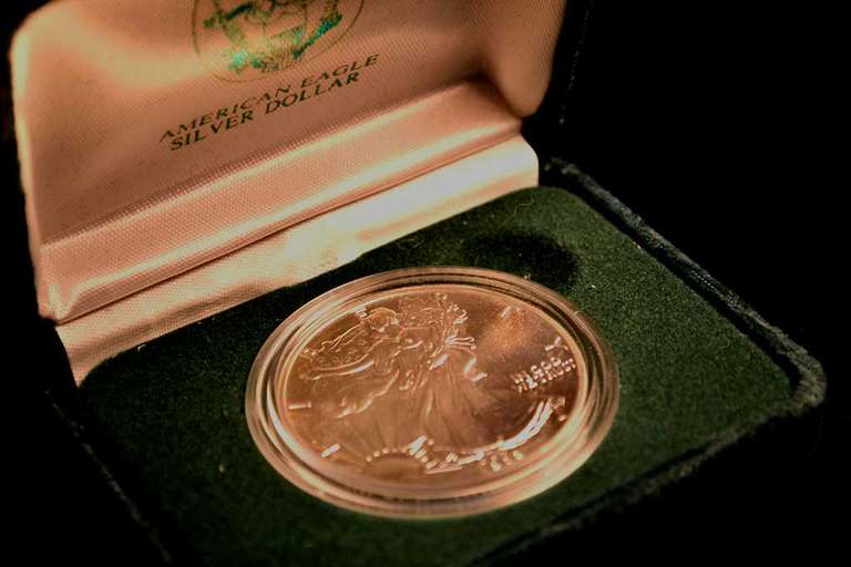 1989 Silver Eagle with Box and Paper