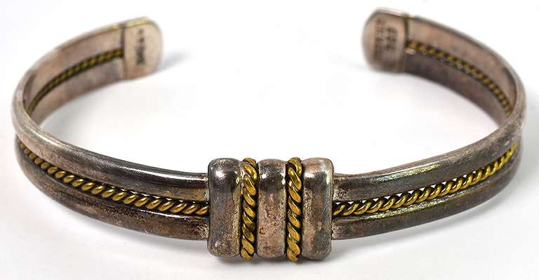 Yurman-esque Cable Bangle in 2-Tone Sterling Silver