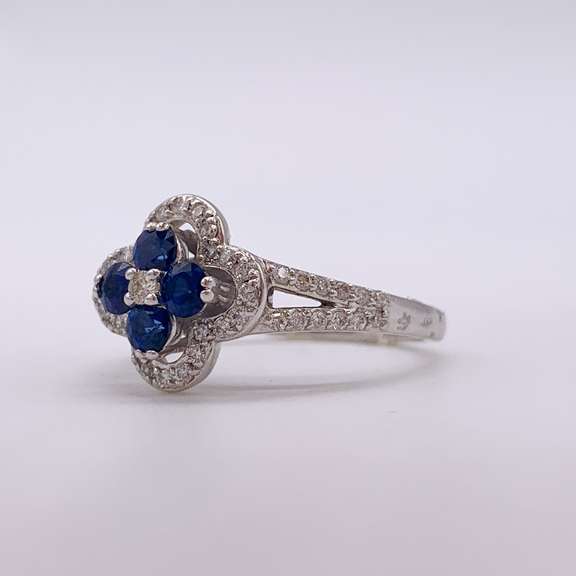 14kt Gold, Blue Sapphire, & Diamond Ring