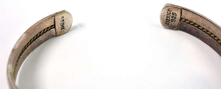 Yurman-esque Cable Bangle in 2-Tone Sterling Silver