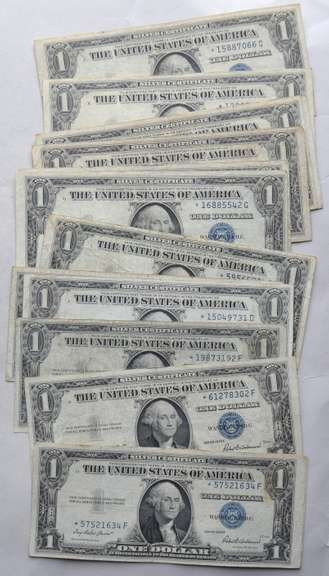 15 1935 E F G Star $1 Silver Certificates