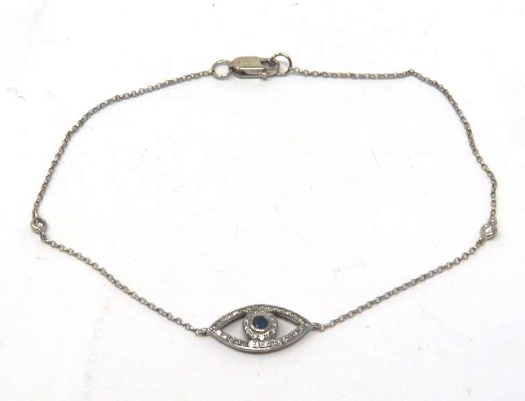 Cute White Gold Evil Eye Bracelet